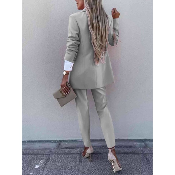 💥2 Pcs Blazer and Pants Suit Set in Green - Picture 4 of 15